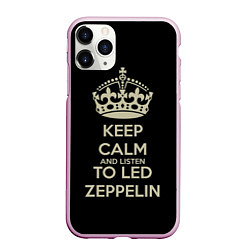 Чехол iPhone 11 Pro матовый Keep Calm & Led Zeppelin, цвет: 3D-розовый