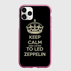 Чехол iPhone 11 Pro матовый Keep Calm & Led Zeppelin, цвет: 3D-малиновый
