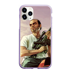 Чехол iPhone 11 Pro матовый GTA 5: Trevor with a gun, цвет: 3D-светло-сиреневый