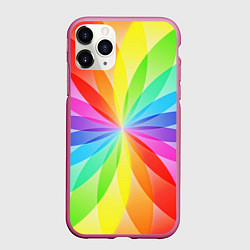 Чехол iPhone 11 Pro матовый Радуга, цвет: 3D-малиновый