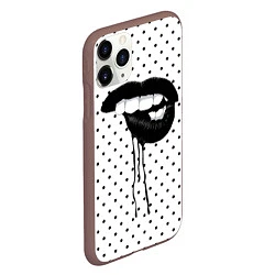 Чехол iPhone 11 Pro матовый Black Lips, цвет: 3D-коричневый — фото 2