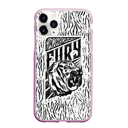 Чехол iPhone 11 Pro матовый Fury Tiger, цвет: 3D-розовый