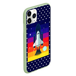 Чехол iPhone 11 Pro матовый Запуск ракеты, цвет: 3D-салатовый — фото 2