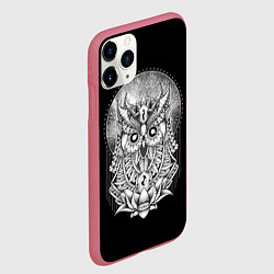 Чехол iPhone 11 Pro матовый Королевская сова, цвет: 3D-малиновый — фото 2