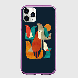 Чехол iPhone 11 Pro матовый Осенние птицы, цвет: 3D-фиолетовый
