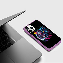 Чехол iPhone 11 Pro матовый Ретро тигр, цвет: 3D-фиолетовый — фото 2