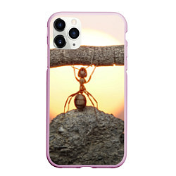 Чехол iPhone 11 Pro матовый Муравей-силач, цвет: 3D-розовый