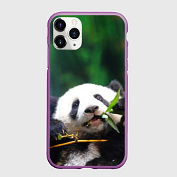 Чехол iPhone 11 Pro матовый Панда на ветке, цвет: 3D-фиолетовый