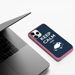 Чехол iPhone 11 Pro матовый Keep Calm & Zzz, цвет: 3D-малиновый — фото 2