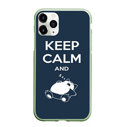 Чехол iPhone 11 Pro матовый Keep Calm & Zzz, цвет: 3D-салатовый