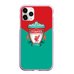 Чехол iPhone 11 Pro матовый Liverpool: Green style, цвет: 3D-розовый