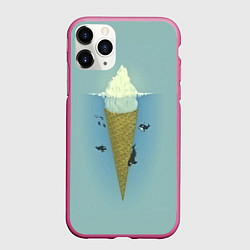 Чехол iPhone 11 Pro матовый Мороженко, цвет: 3D-малиновый