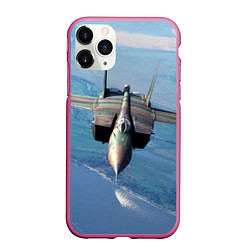 Чехол iPhone 11 Pro матовый МиГ-31, цвет: 3D-малиновый