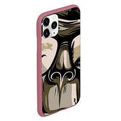 Чехол iPhone 11 Pro матовый Шимпанзе арт, цвет: 3D-малиновый — фото 2