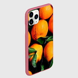 Чехол iPhone 11 Pro матовый Мандаринчики, цвет: 3D-малиновый — фото 2