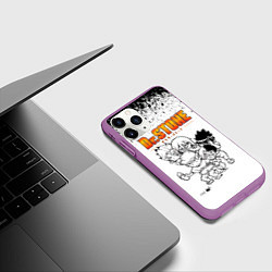 Чехол iPhone 11 Pro матовый Доктор Стоун персонажи, цвет: 3D-фиолетовый — фото 2