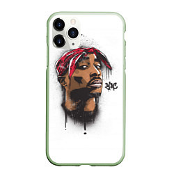 Чехол iPhone 11 Pro матовый 2Pac, цвет: 3D-салатовый