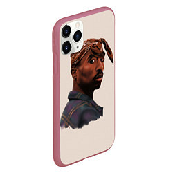 Чехол iPhone 11 Pro матовый Tupac Shakur, цвет: 3D-малиновый — фото 2