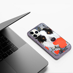 Чехол iPhone 11 Pro матовый Влюбленный щенок, цвет: 3D-серый — фото 2