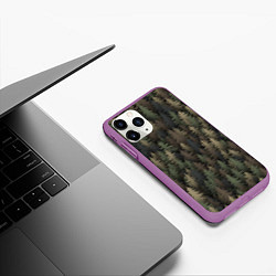 Чехол iPhone 11 Pro матовый Лесной камуфляж, цвет: 3D-фиолетовый — фото 2