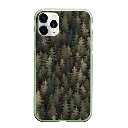 Чехол iPhone 11 Pro матовый Лесной камуфляж, цвет: 3D-салатовый