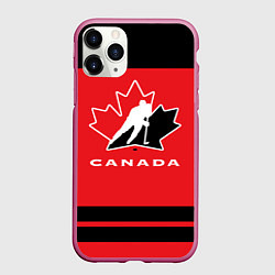 Чехол iPhone 11 Pro матовый Canada Team, цвет: 3D-малиновый