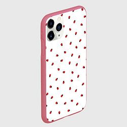Чехол iPhone 11 Pro матовый Божьи коровки, цвет: 3D-малиновый — фото 2