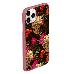 Чехол iPhone 11 Pro матовый Черепа, цвет: 3D-малиновый — фото 2