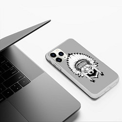 Чехол iPhone 11 Pro матовый Indian wolf, цвет: 3D-белый — фото 2