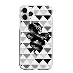 Чехол iPhone 11 Pro матовый Snake Geometric, цвет: 3D-белый