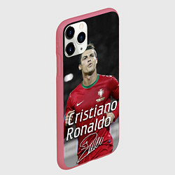 Чехол iPhone 11 Pro матовый Криштиану Роналду, цвет: 3D-малиновый — фото 2
