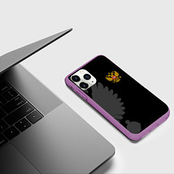 Чехол iPhone 11 Pro матовый Russia - Black collection, цвет: 3D-фиолетовый — фото 2