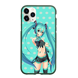 Чехол iPhone 11 Pro матовый Hatsune Miku, цвет: 3D-темно-зеленый