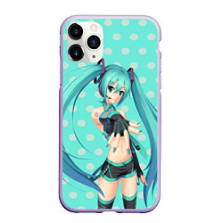 Чехол iPhone 11 Pro матовый Hatsune Miku, цвет: 3D-светло-сиреневый