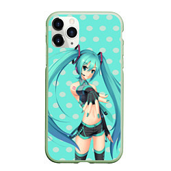 Чехол iPhone 11 Pro матовый Hatsune Miku, цвет: 3D-салатовый