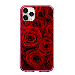 Чехол iPhone 11 Pro матовый Красные розы, цвет: 3D-малиновый
