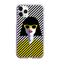 Чехол iPhone 11 Pro матовый Pop art girl, цвет: 3D-светло-сиреневый