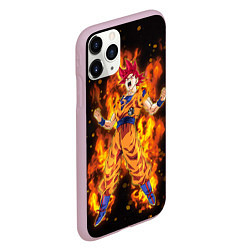 Чехол iPhone 11 Pro матовый Fire Goku, цвет: 3D-розовый — фото 2