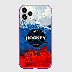 Чехол iPhone 11 Pro матовый Хоккей триколор, цвет: 3D-фиолетовый