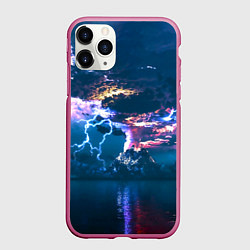Чехол iPhone 11 Pro матовый Извержение вулкана, цвет: 3D-малиновый