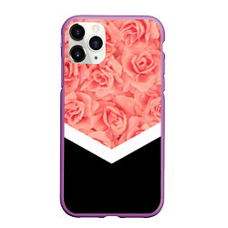 Чехол iPhone 11 Pro матовый Розовые розы, цвет: 3D-фиолетовый