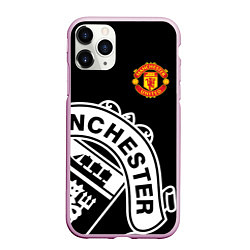 Чехол iPhone 11 Pro матовый Man United: Black Collection, цвет: 3D-розовый