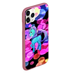 Чехол iPhone 11 Pro матовый Милый единорог, цвет: 3D-малиновый — фото 2