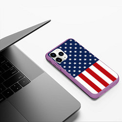 Чехол iPhone 11 Pro матовый Флаг США, цвет: 3D-фиолетовый — фото 2