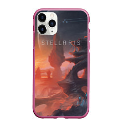 Чехол iPhone 11 Pro матовый Stellaris, цвет: 3D-малиновый