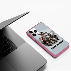 Чехол iPhone 11 Pro матовый TOMB RAIDER, цвет: 3D-малиновый — фото 2