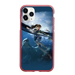 Чехол iPhone 11 Pro матовый TOMB RAIDER, цвет: 3D-красный