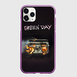 Чехол iPhone 11 Pro матовый Green Day магнитофон в огне, цвет: 3D-фиолетовый