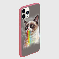Чехол iPhone 11 Pro матовый Grumpy Cat, цвет: 3D-малиновый — фото 2