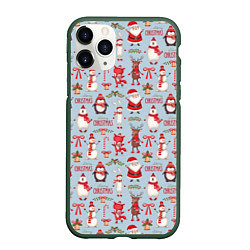 Чехол iPhone 11 Pro матовый Рождественская Милота, цвет: 3D-темно-зеленый